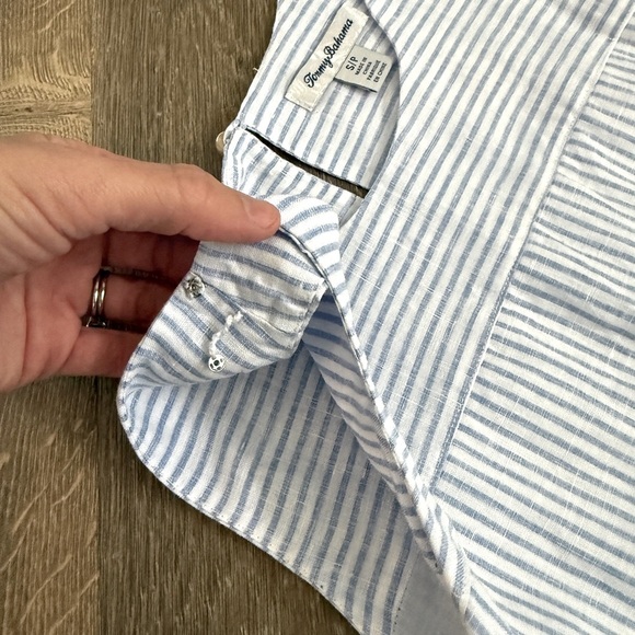 Tommy Bahama 100% Linen Blue Striped Sleeveless Dress - Picture 6 of 11